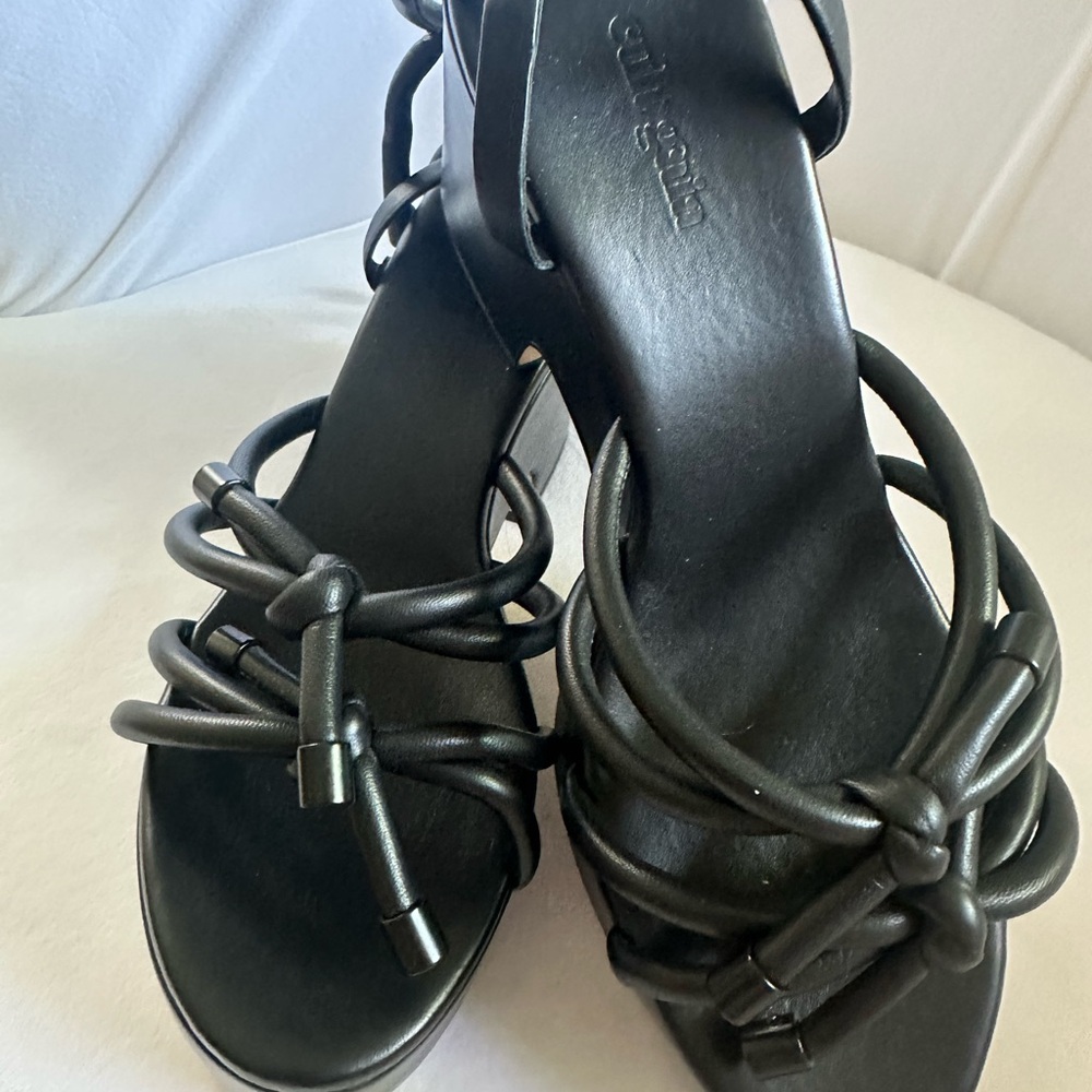 Cult Gaia Black Strappy Sandals with Medium Heel